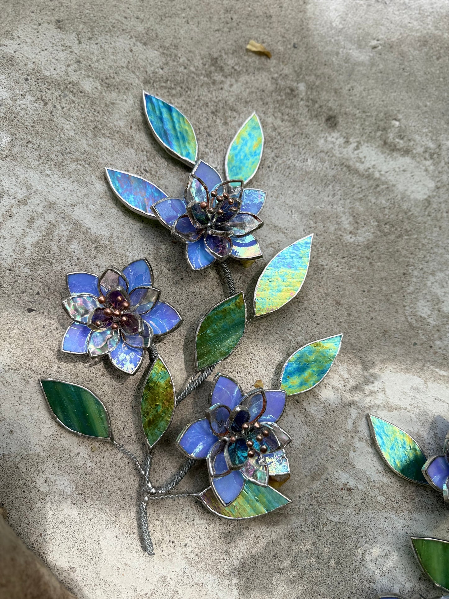 .Blue wildflowers Stained glass, Wall Decor, Glass Suncatcher Wall Decor ready