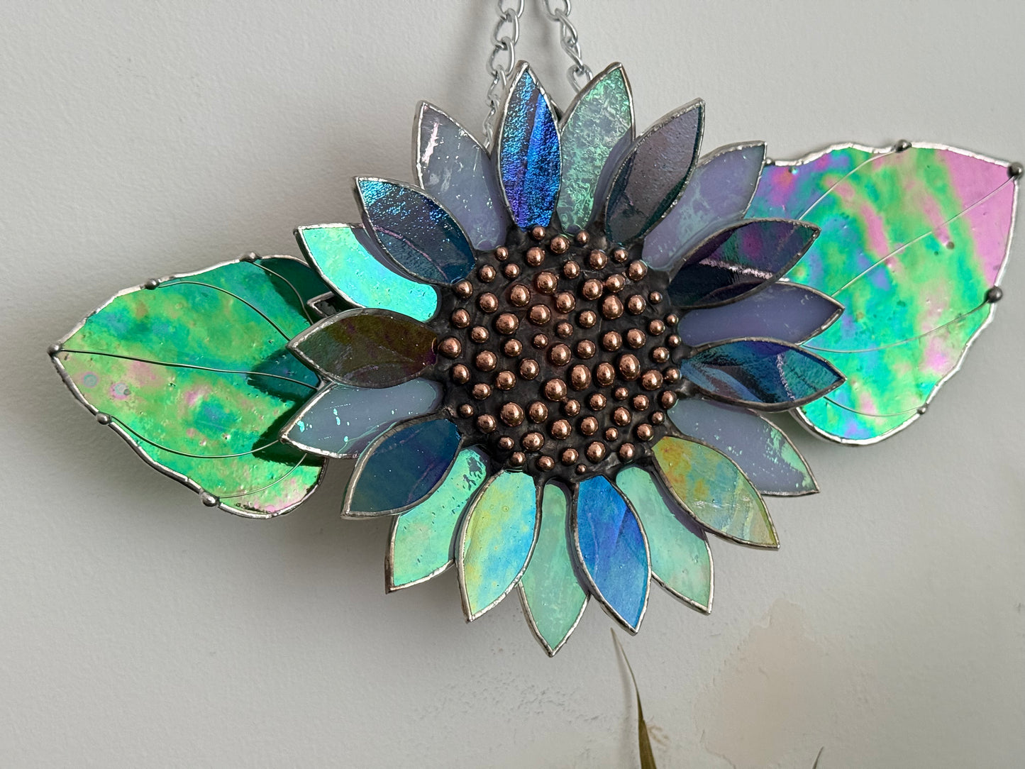 Sunflower Lavender Dreams, Stained Glass Suncatcher, Wall Art Decor ready
