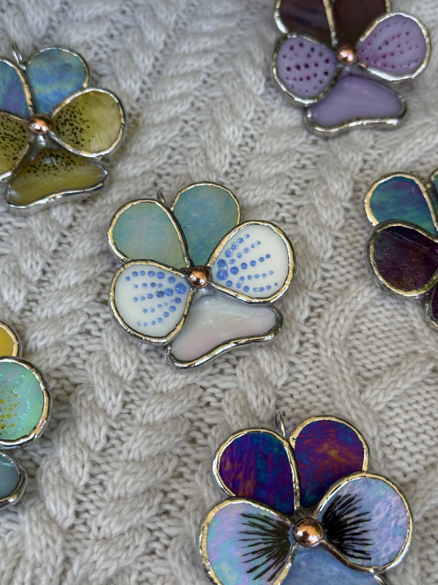 " .  CHOOSE COLOR Decorative ORNAMENTS Stained glass Pansy flower, Christmas decoration, Suncatcher, wall window hanging”