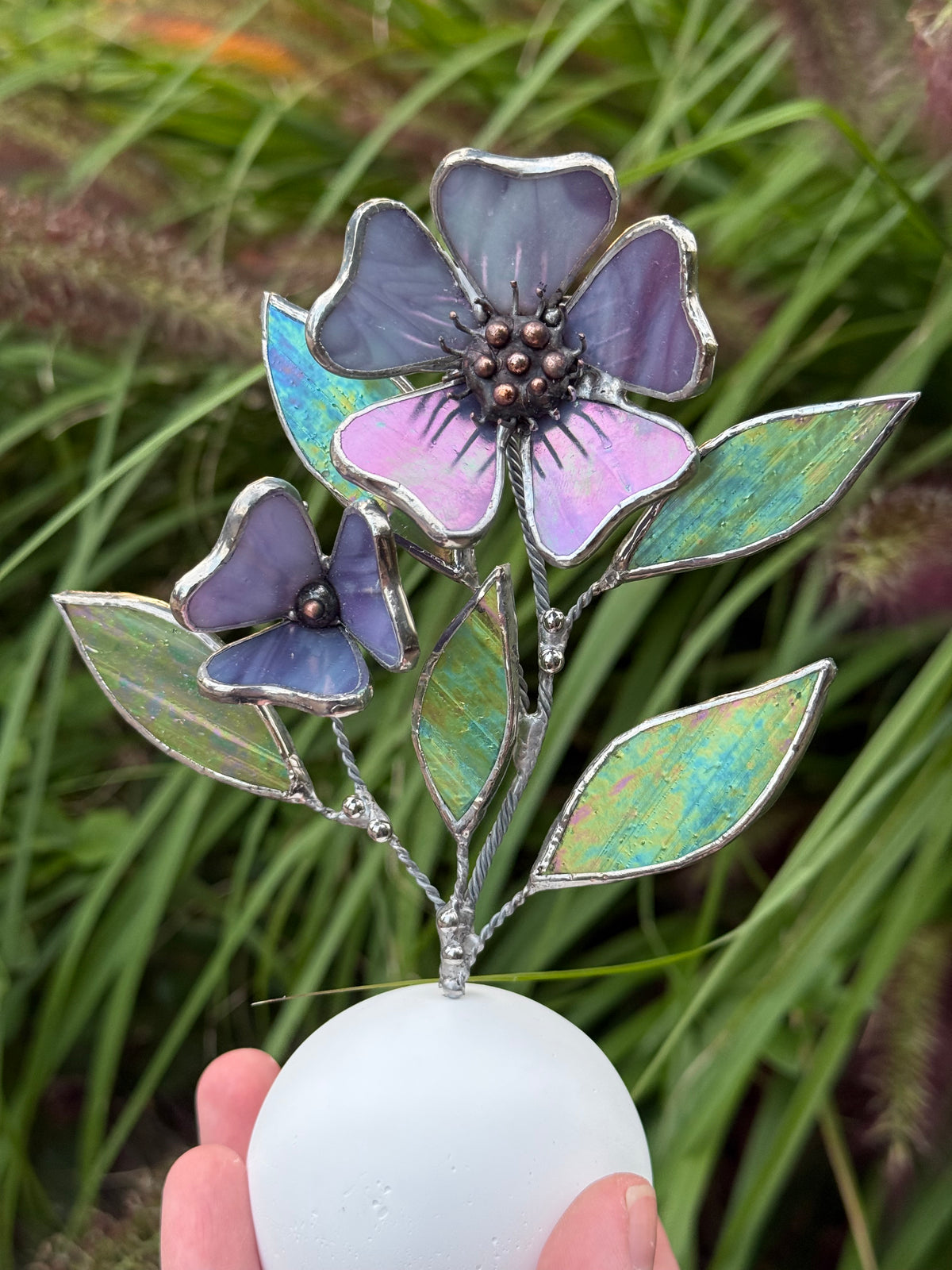 Anemone flower, Stained Glass Botanical Art, Modern Decor