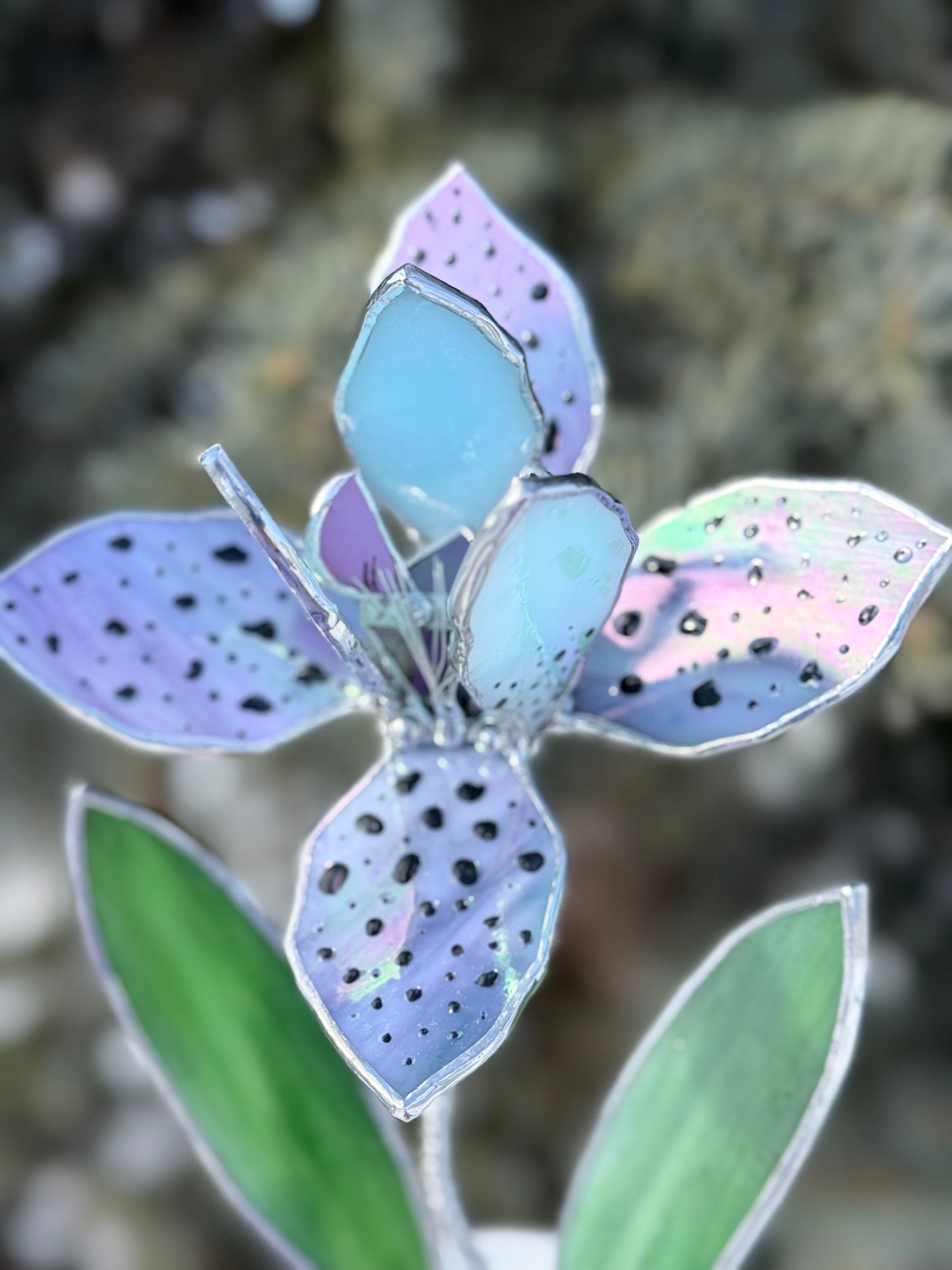 .Tropical Orchid in a pot, Botanical Stained Glass Modern Art Decor