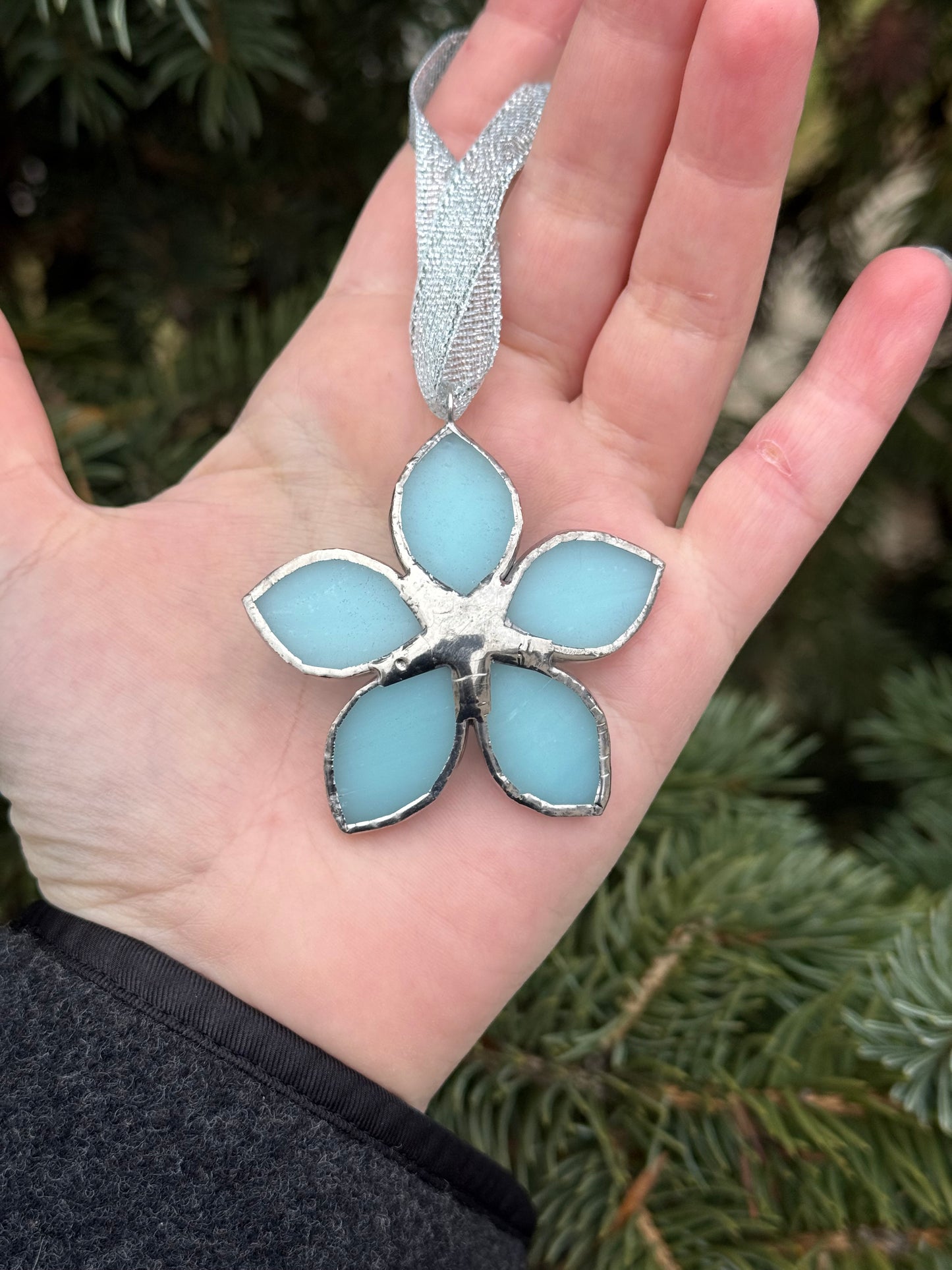 " . Forget me not flower Light blue lumi , Stained glass Decorative ORNAMENT, Christmas decoration, Suncatcher