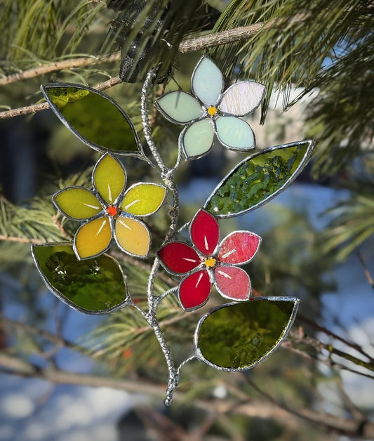 "  . Forget me not flower Warm Gradient iridescent Wall Pendant, Stained glass, Walldecoration, Suncatcher