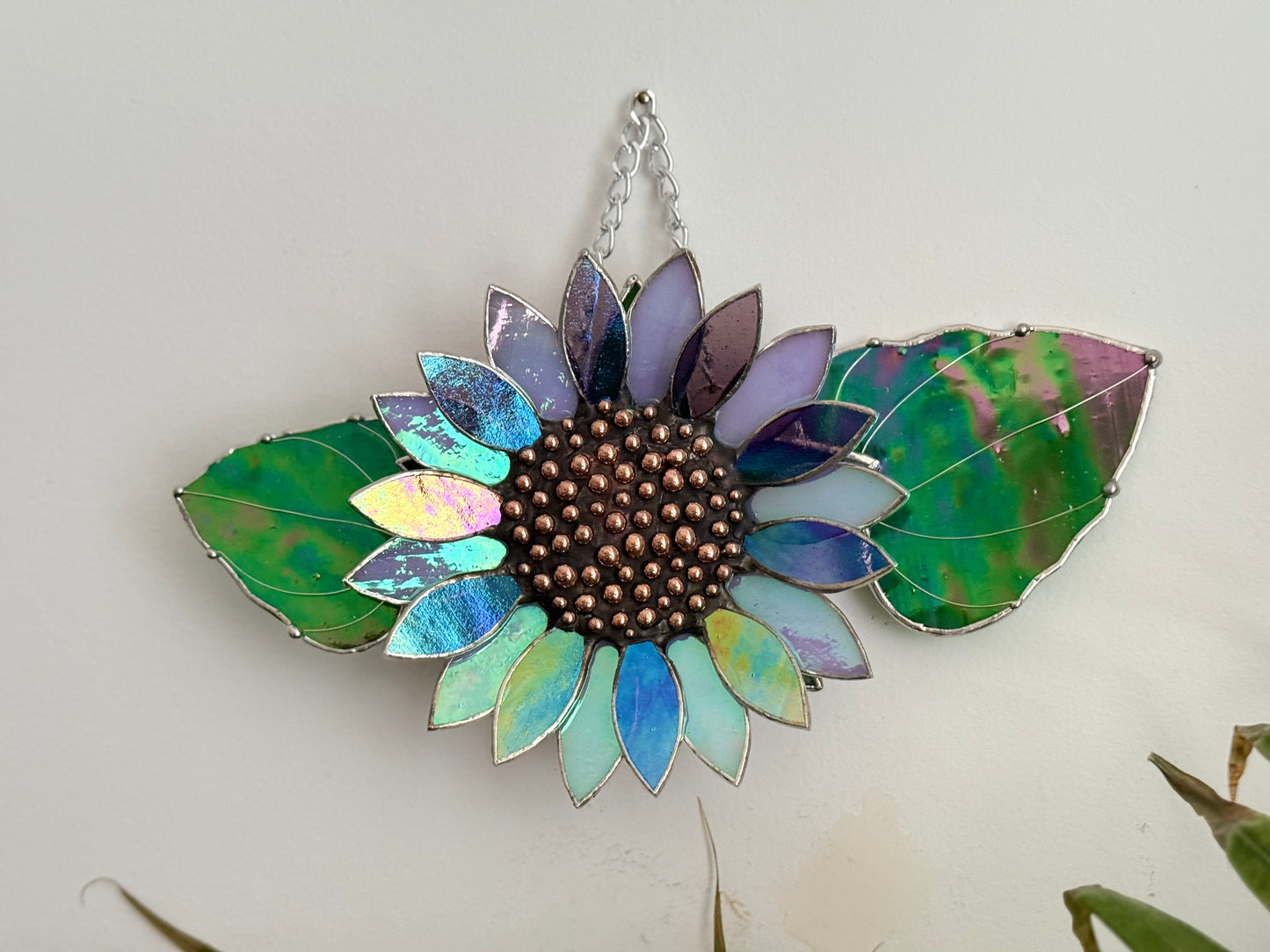 Sunflower Lavender Dreams, Stained Glass Suncatcher, Wall Art Decor ready