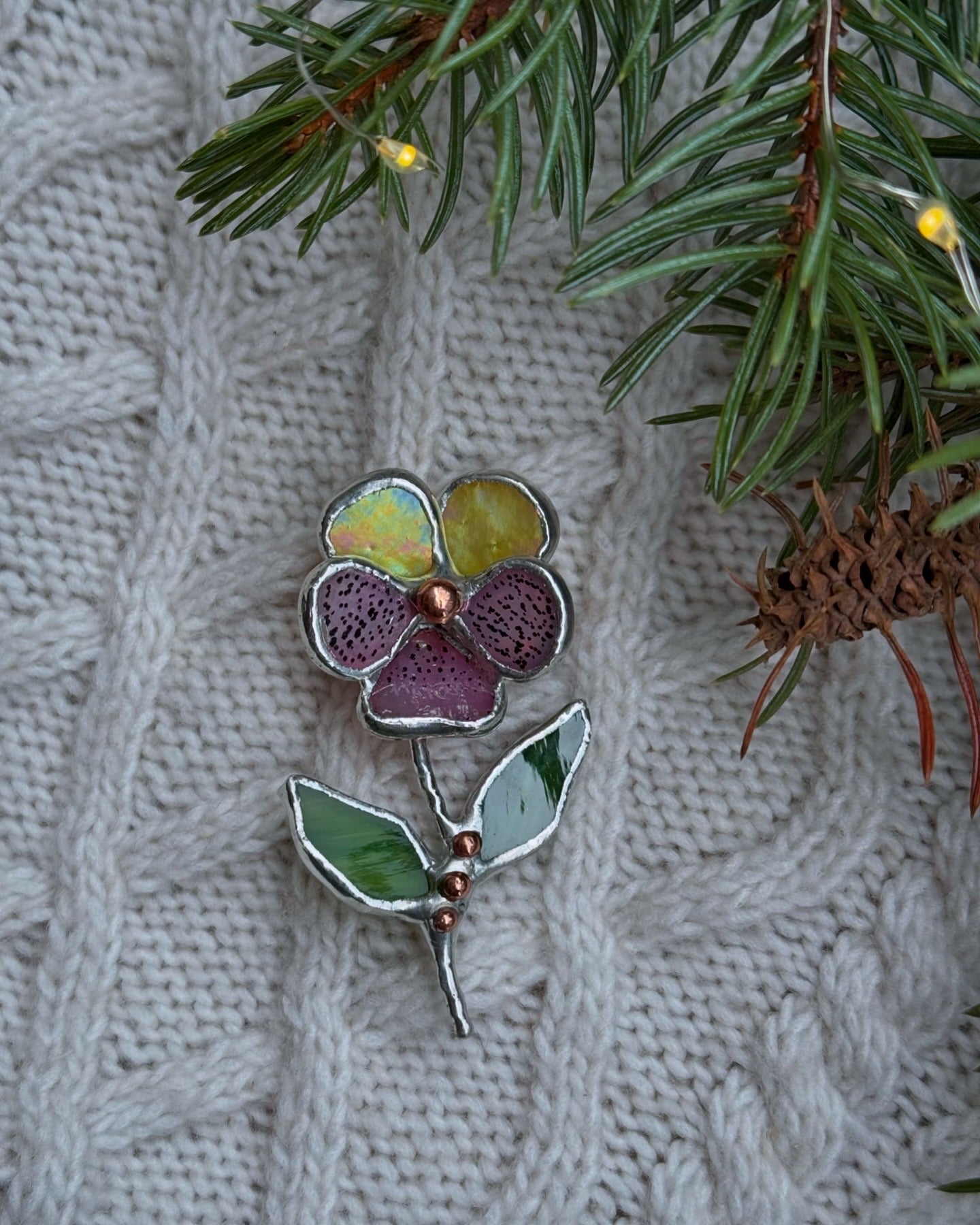 " . CHOOSE COLOR “Brooch Pansy flower” Stained glass tropical flower 3D, art jewelry