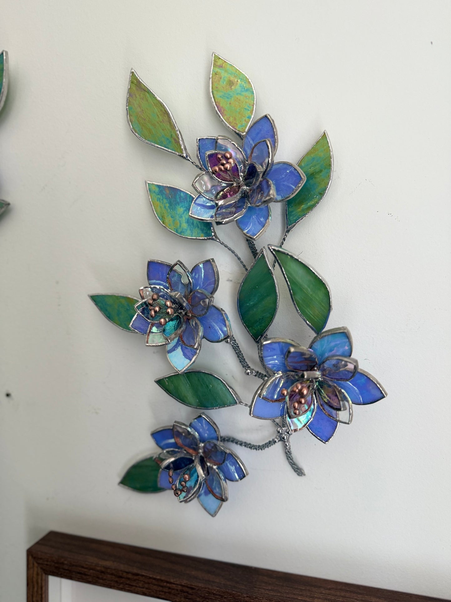 .Blue wildflowers Stained glass, Wall Decor, Glass Suncatcher Wall Decor ready