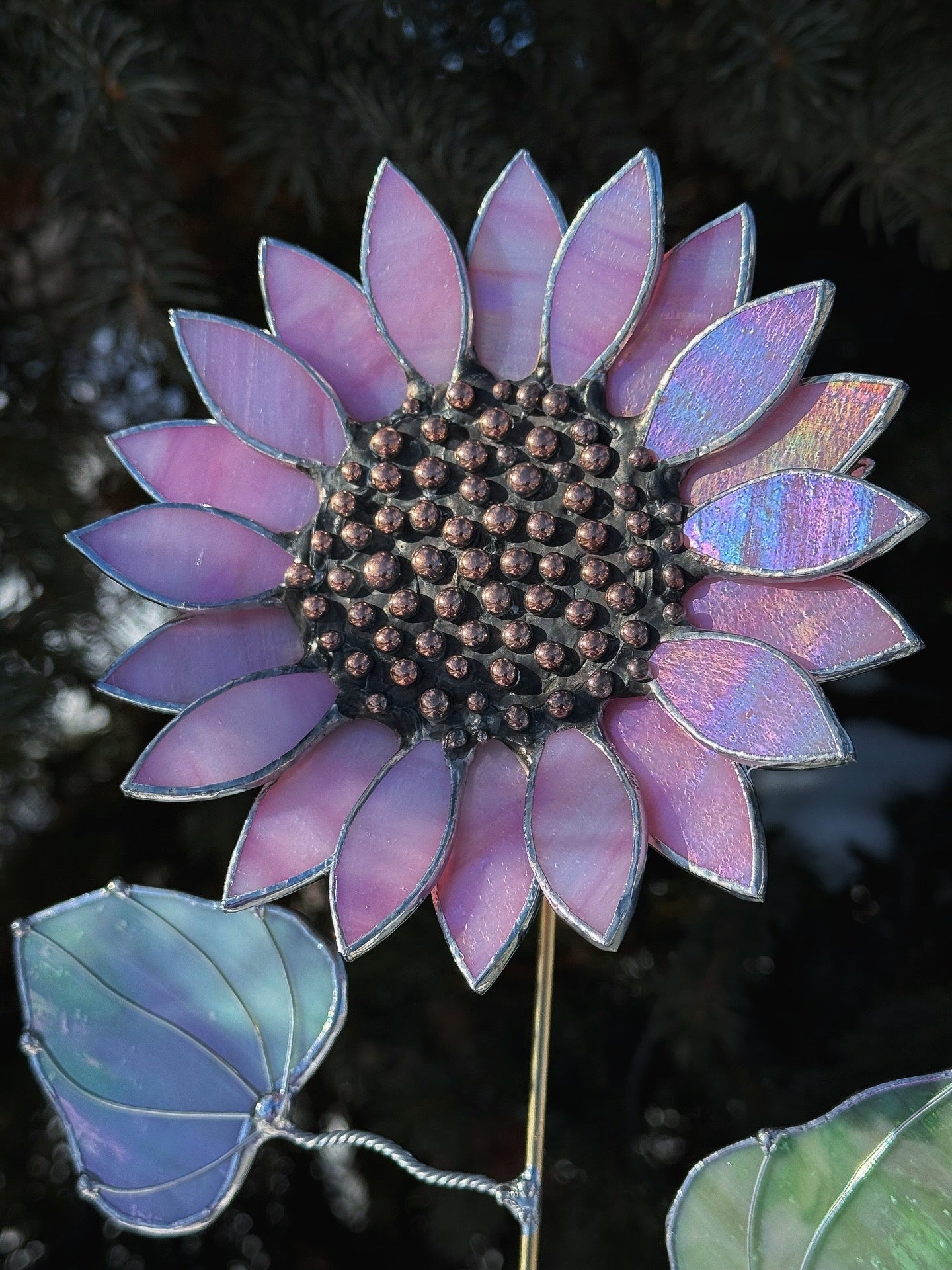 Artisan Sunflower Delicate Pink ,3D Stained Glass Suncatcher, Art Decor