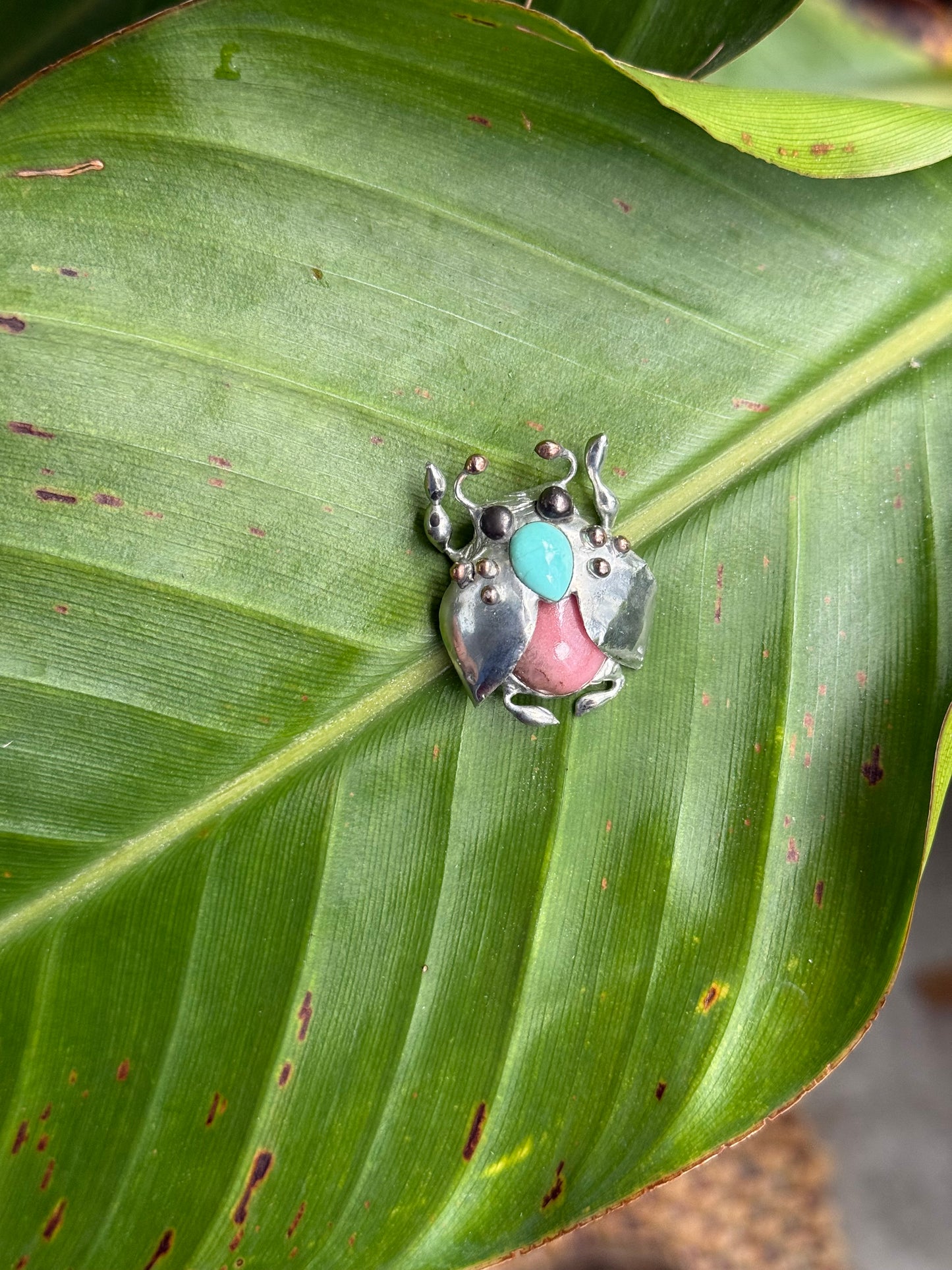 CHOOSE INSECT Brooch or Necklace Beetle with Gemstones, Artisan Jewelry Bug