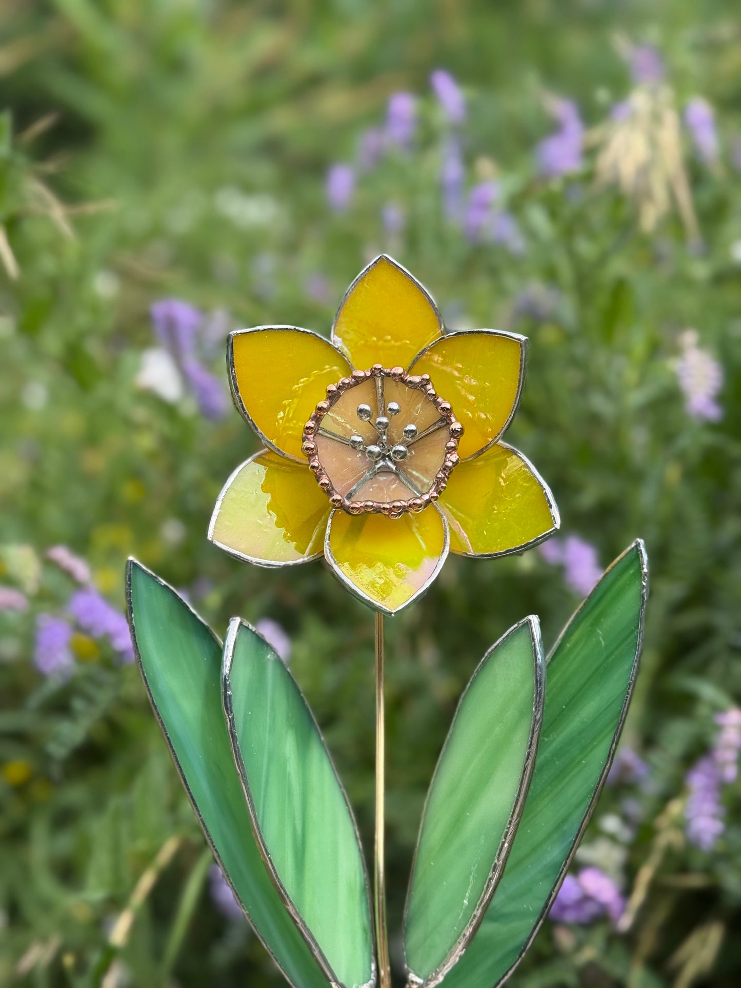 .Lemon Yellow Lumi Daffodil Flower Stained glass tropical flower new