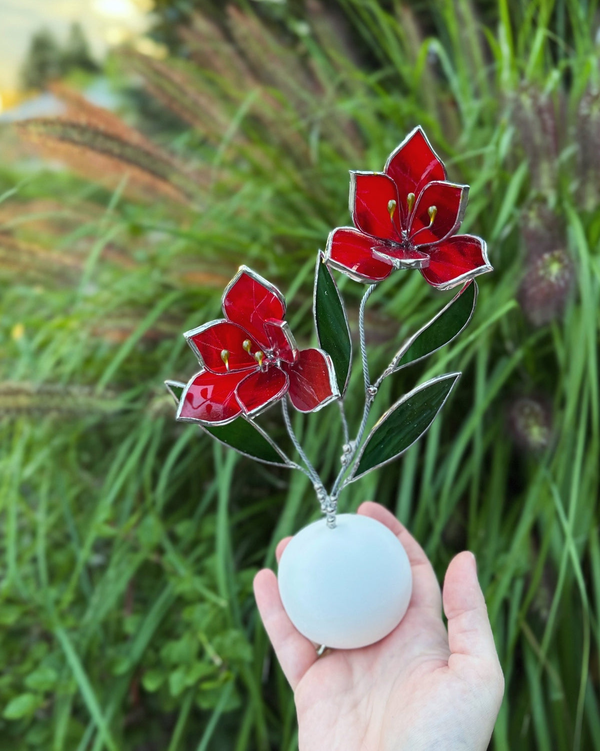 Amaryllis flower, Stained Glass Botanical Art, Modern Decor