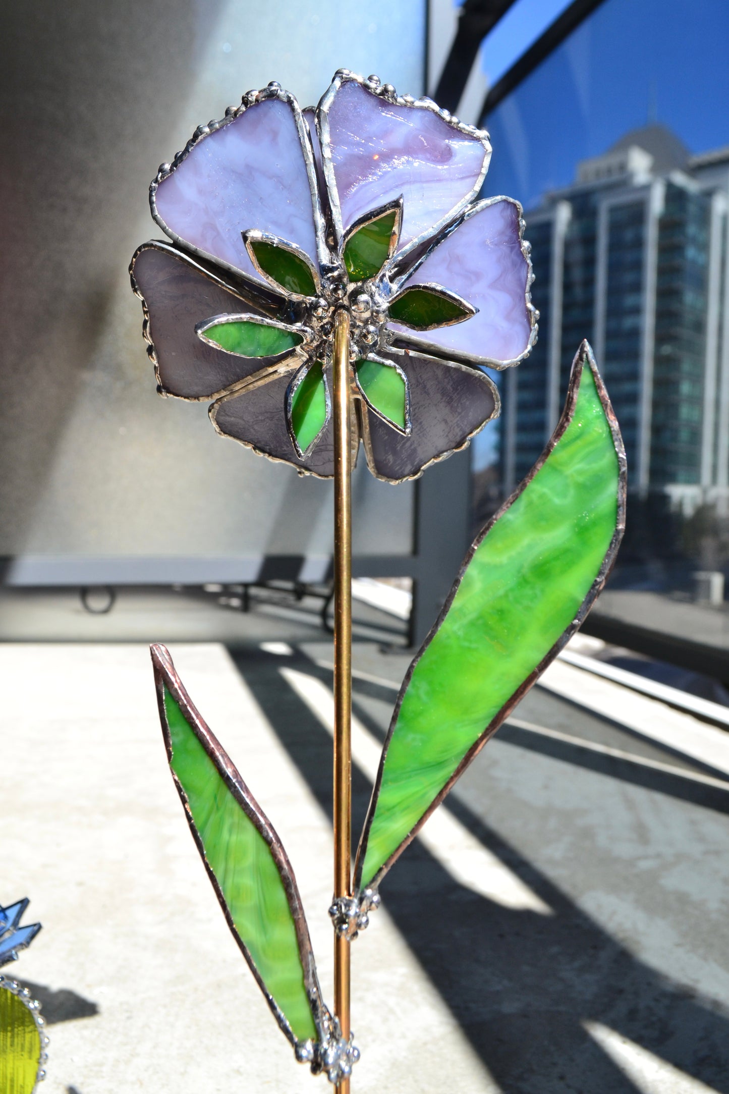 " . Lavender Peony". Iridescent stained glass tropical flower Suncatcher 3D, Table plant decor, Home Garden stake, Mother’s Day gift