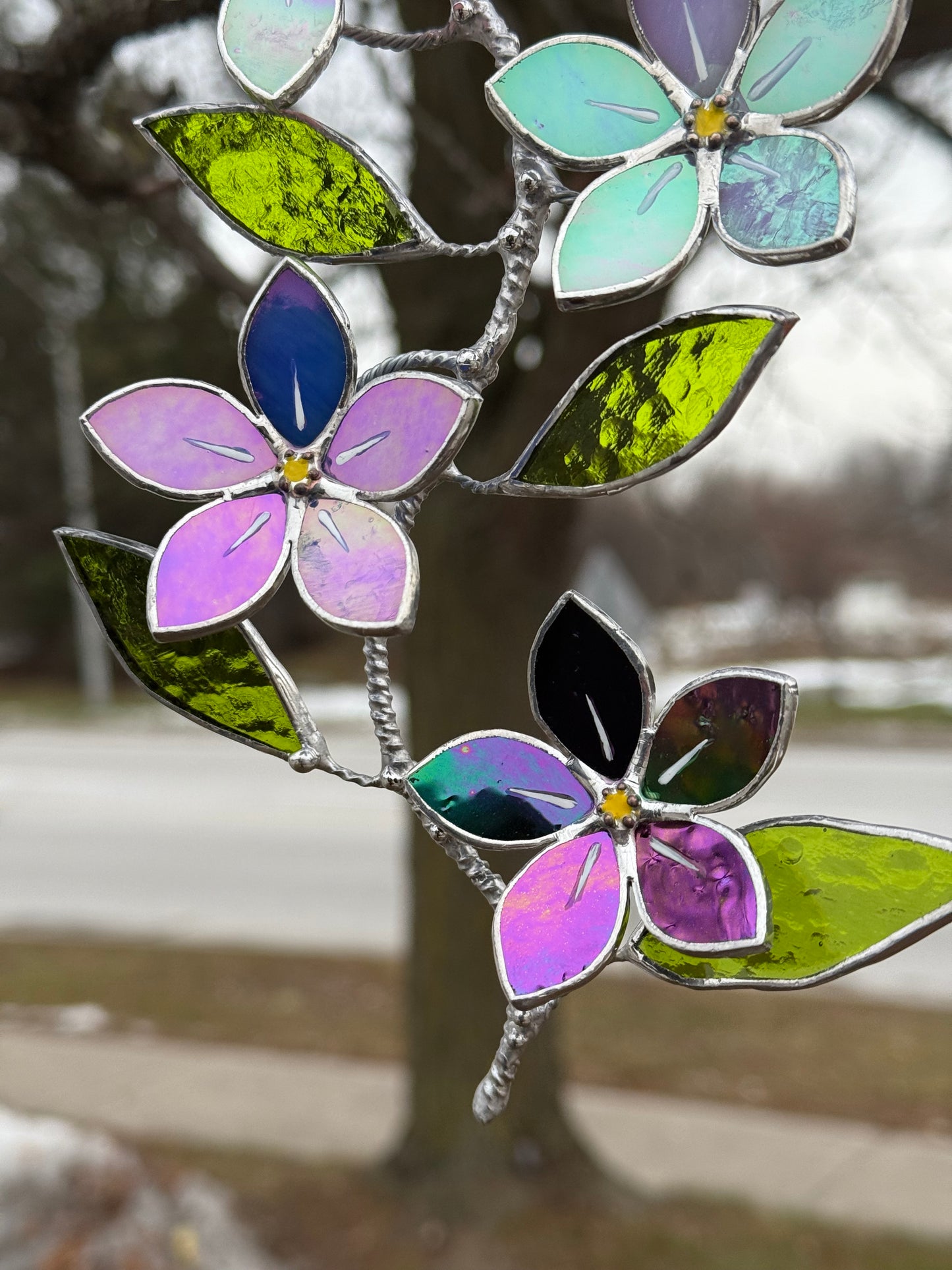 " . Forget me not flower Gradient Wall Pendant, Stained glass Decorative ORNAMENT, Walldecoration, Suncatcher