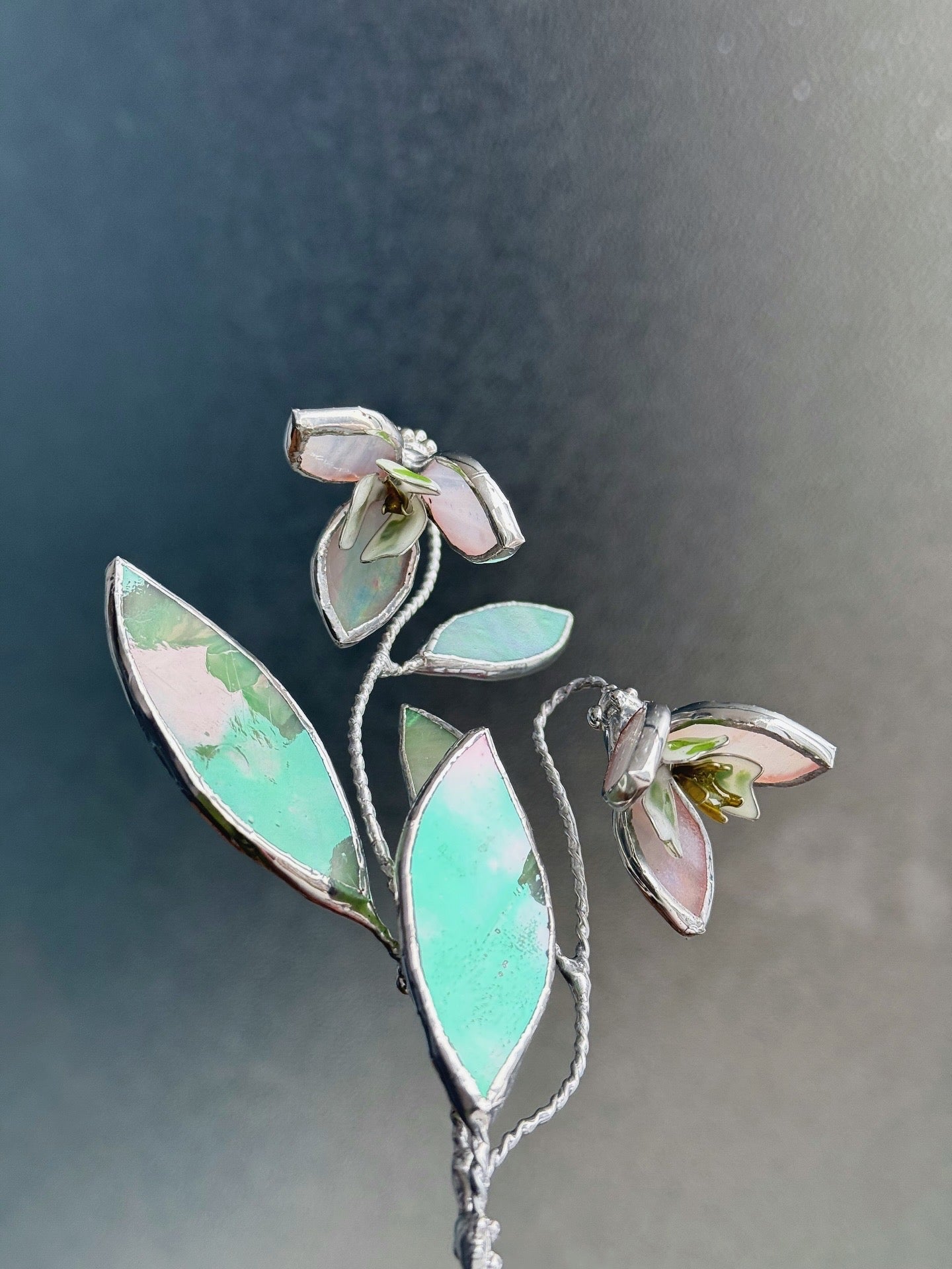 .Snowdrop Artisan Stained Glass Botanical 3D Sculpture