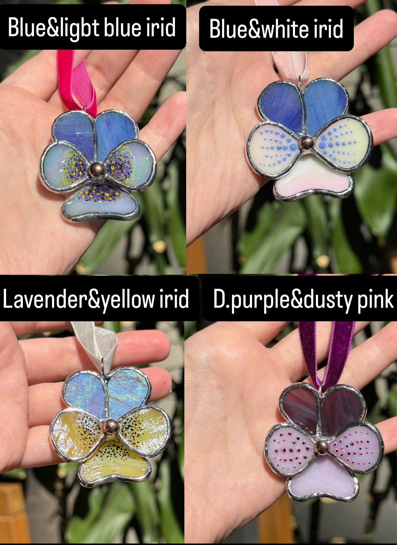 .Pansy Flower in a base, CHOOSE COLOR Stained Glass Botanical Decor