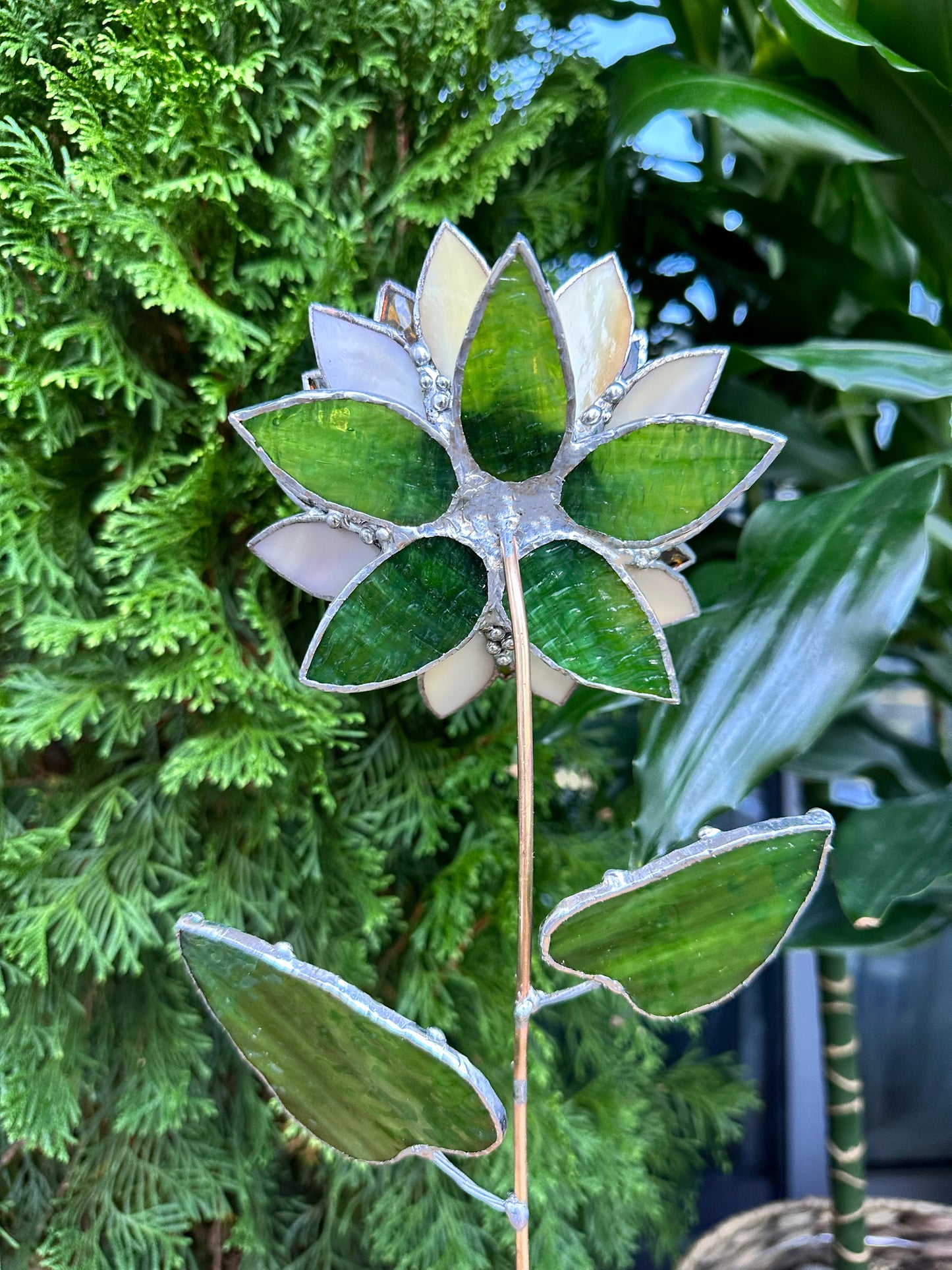 ".Sunflower", stained glass tropical flower 3D, Sun catcher, Table plant decor, Garden stake, Outdoor and gardening, wedding Christmas gift