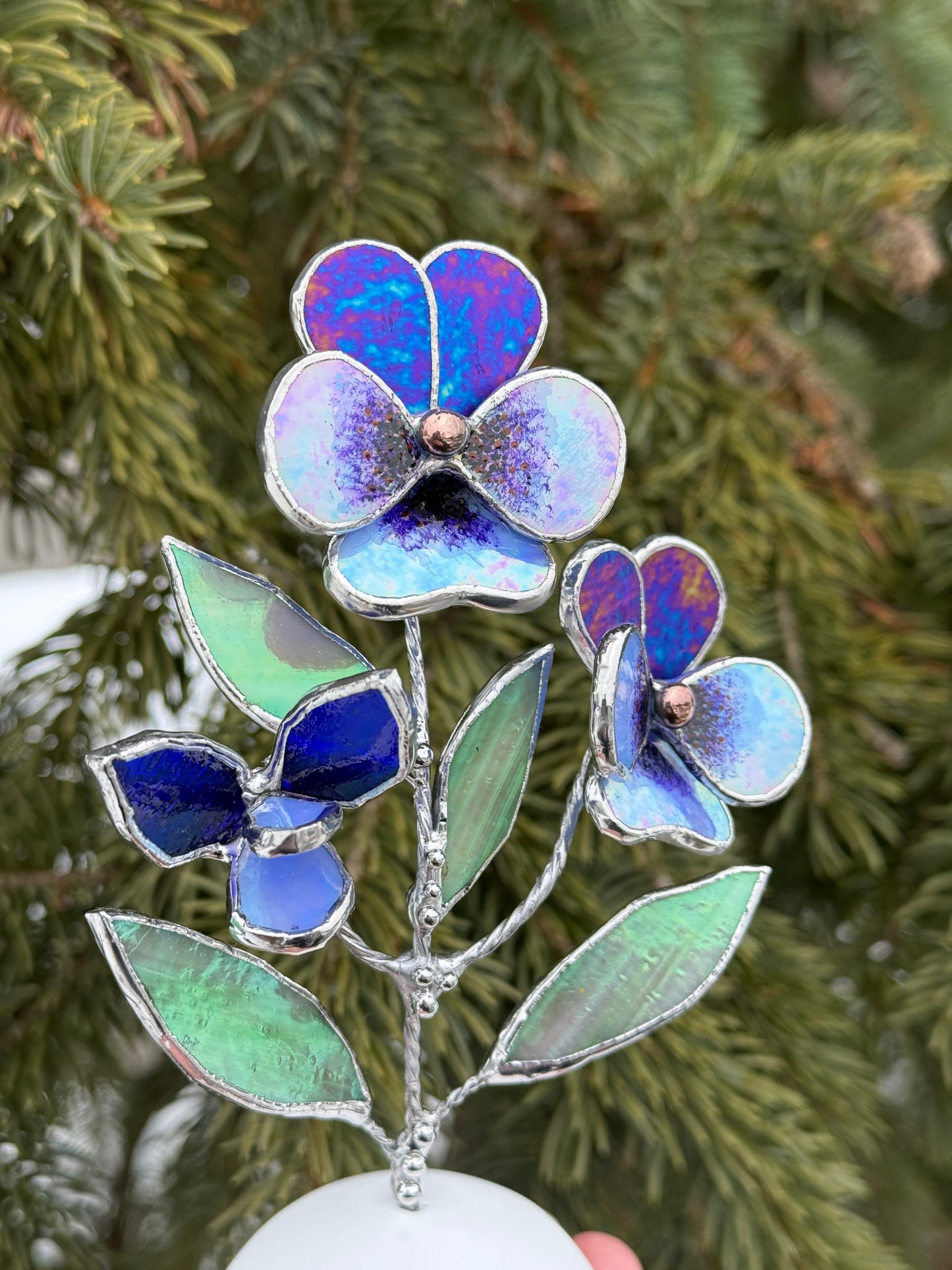 .Pansy Flower in a base, CHOOSE COLOR Stained Glass Botanical Decor
