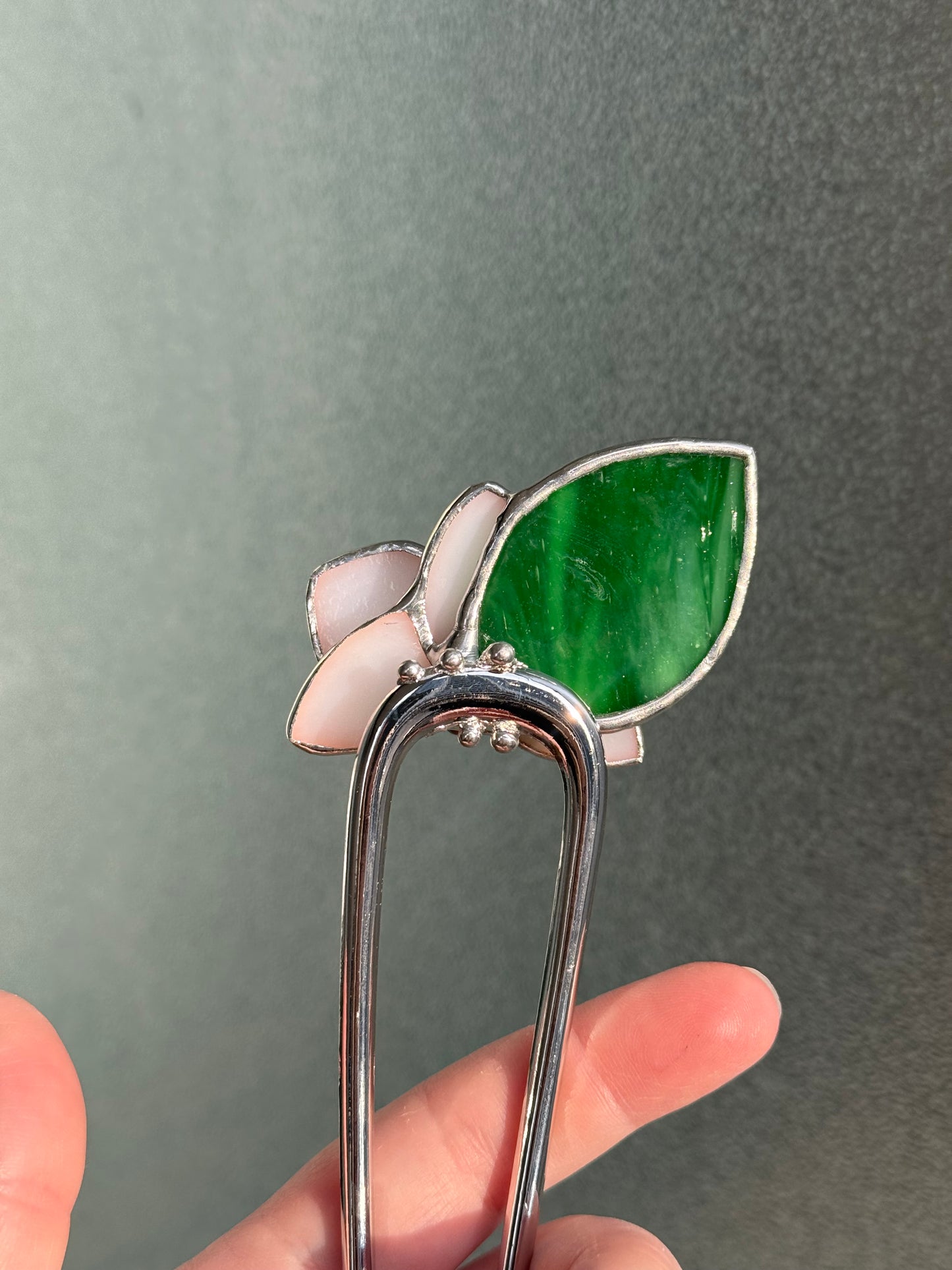 Hair Pin Stained Glass Orchid Flower CHOOSE COLOR Handmade Floral Accessories