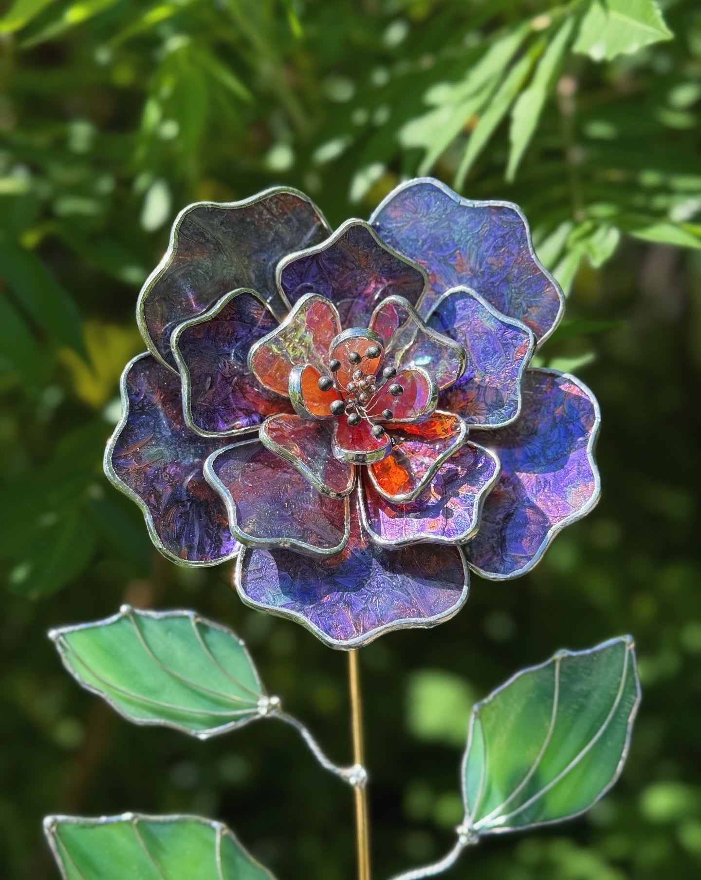 .Multicolor Peony Stained glass flower 3D Botanical Table Plant Decor new ready