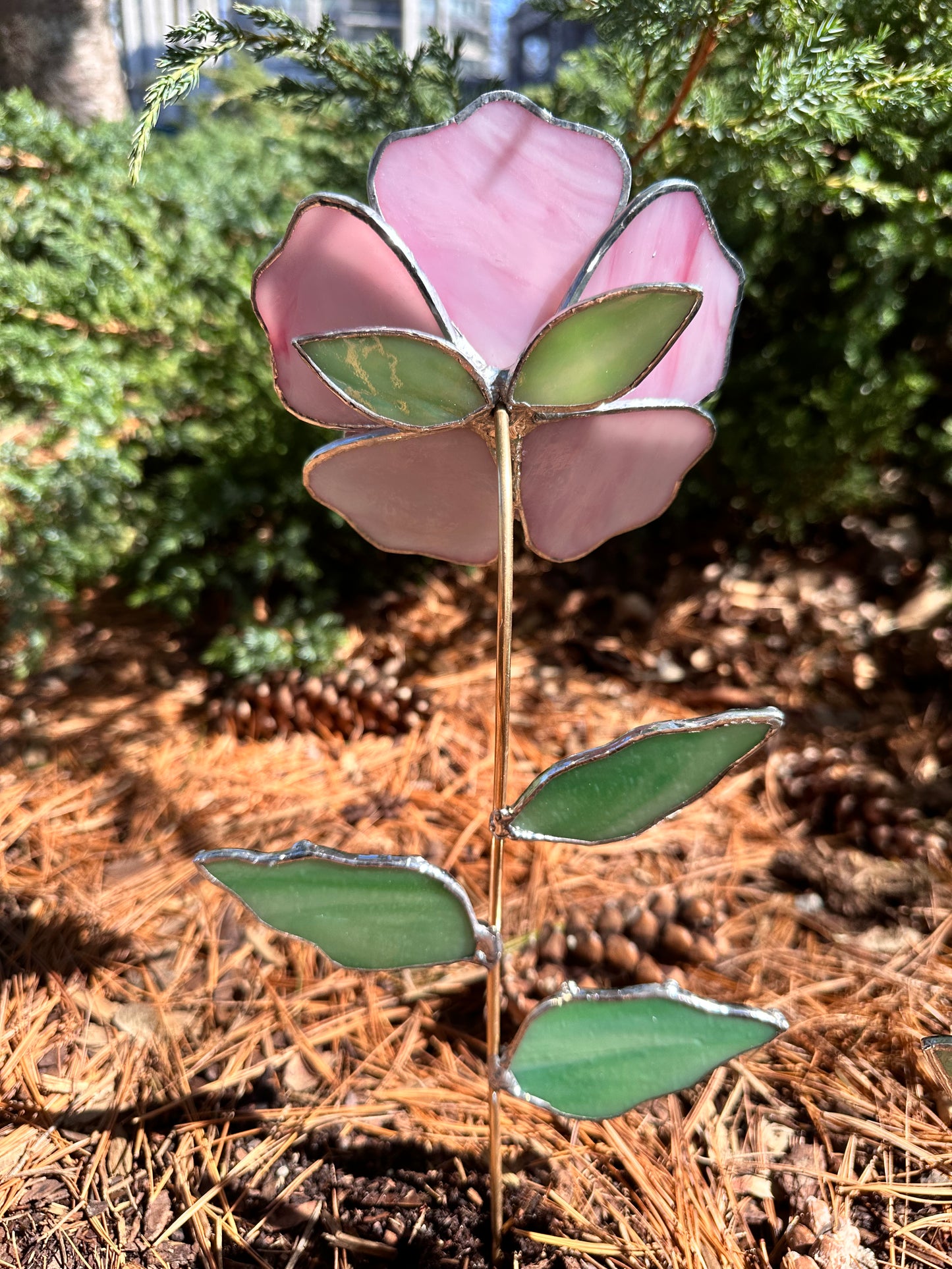 " . Peony Stained glass flower Candy Pink, tropical 3D Sun catcher, Table plant decor, wedding gift, available