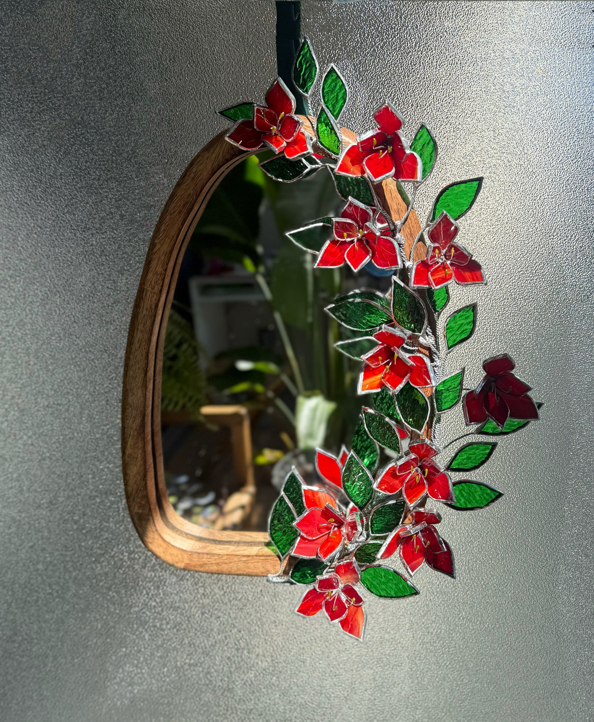 Flower Mirrors Set of 3, Stained glass Flower Mirror, 3D Botanical Floral Wall Art ready new