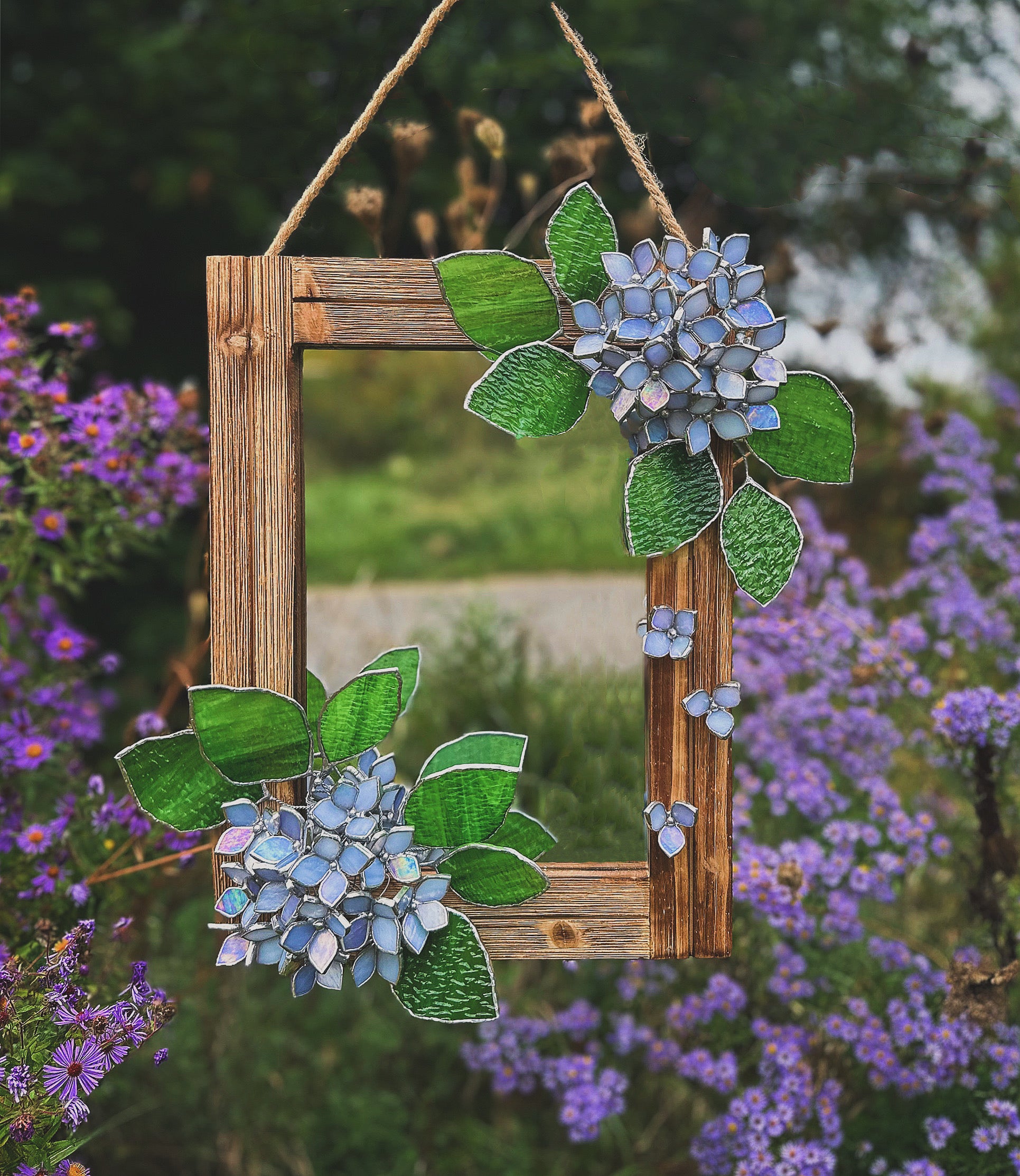 CHOOSE COLOR Hydrangea Mirror”, Stained glass tropical flower 3D