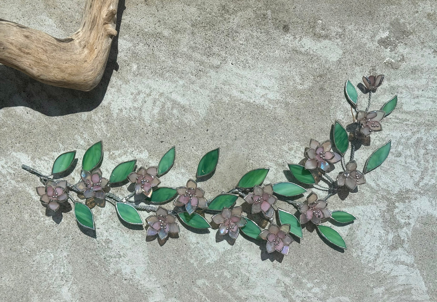 .Beautiful Sakura Stained Brunch, Wall Decor, Glass Suncatcher Wall Decor ready