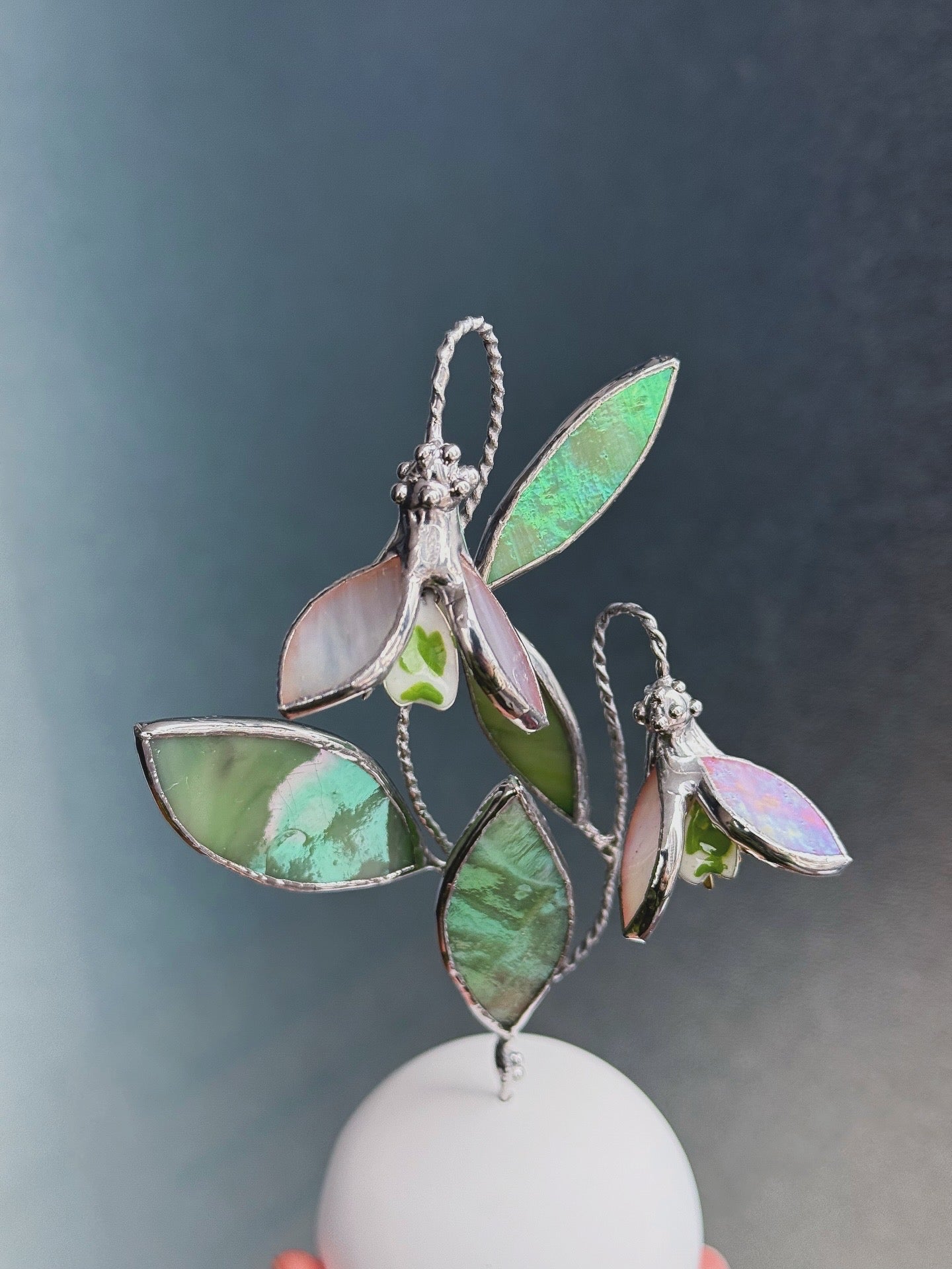.Snowdrop Artisan Stained Glass Botanical 3D Sculpture