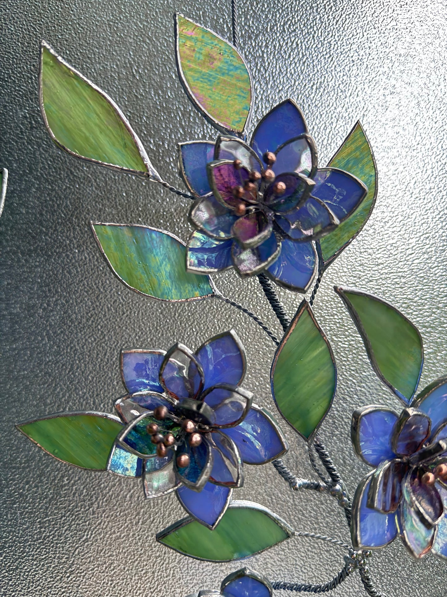 .Blue wildflowers Stained glass, Wall Decor, Glass Suncatcher Wall Decor ready