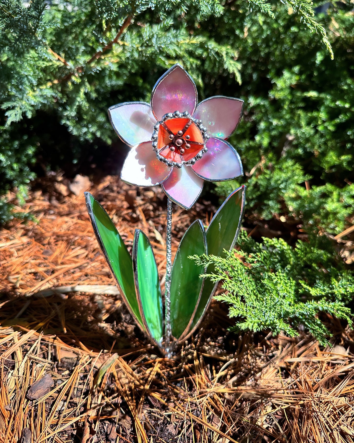 " . Daffodil Flower with pot" Stained glass tropical flower 3D, Sun catcher, Table plant decor, Garden stick, wedding decor, Christmas gift, available