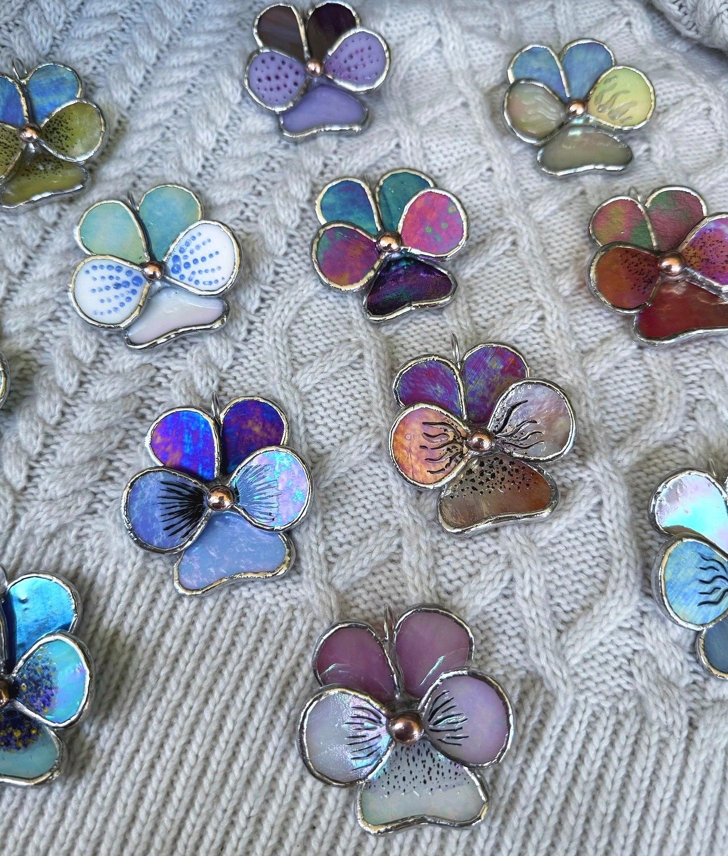 " .  CHOOSE COLOR Decorative ORNAMENT Stained glass Pansy flower, Christmas decoration, Suncatcher