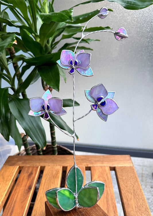 .Amethyst Lily blue Iridescent Stained glass tropical flower 3D, Sun  catcher, Table plant decor, Garden stake, wedding decor, Christmas gift