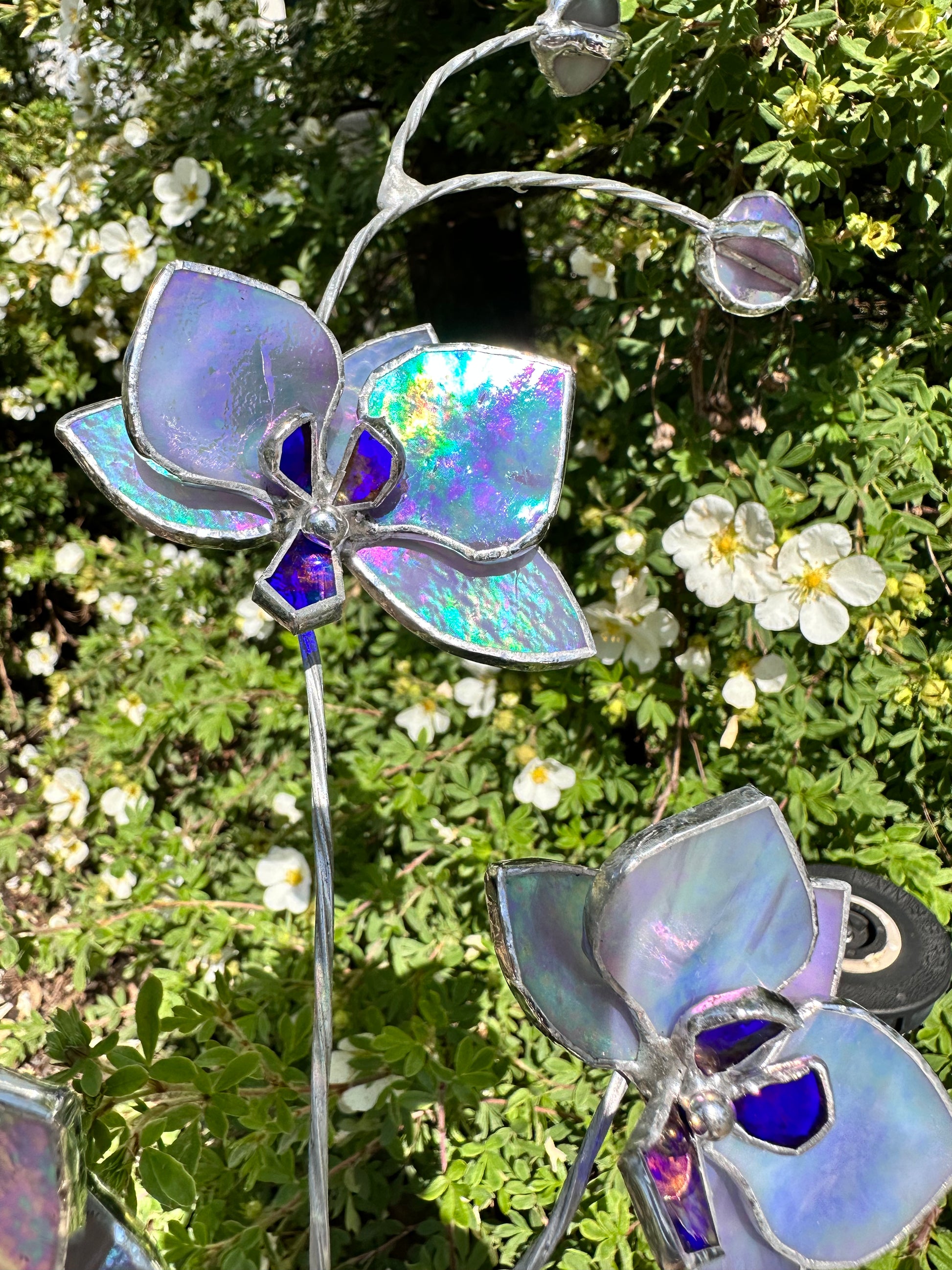 Ametyst Orchid Stained glass tropical flower 3D, Sun catcher, Table –  Aura-Terrariums