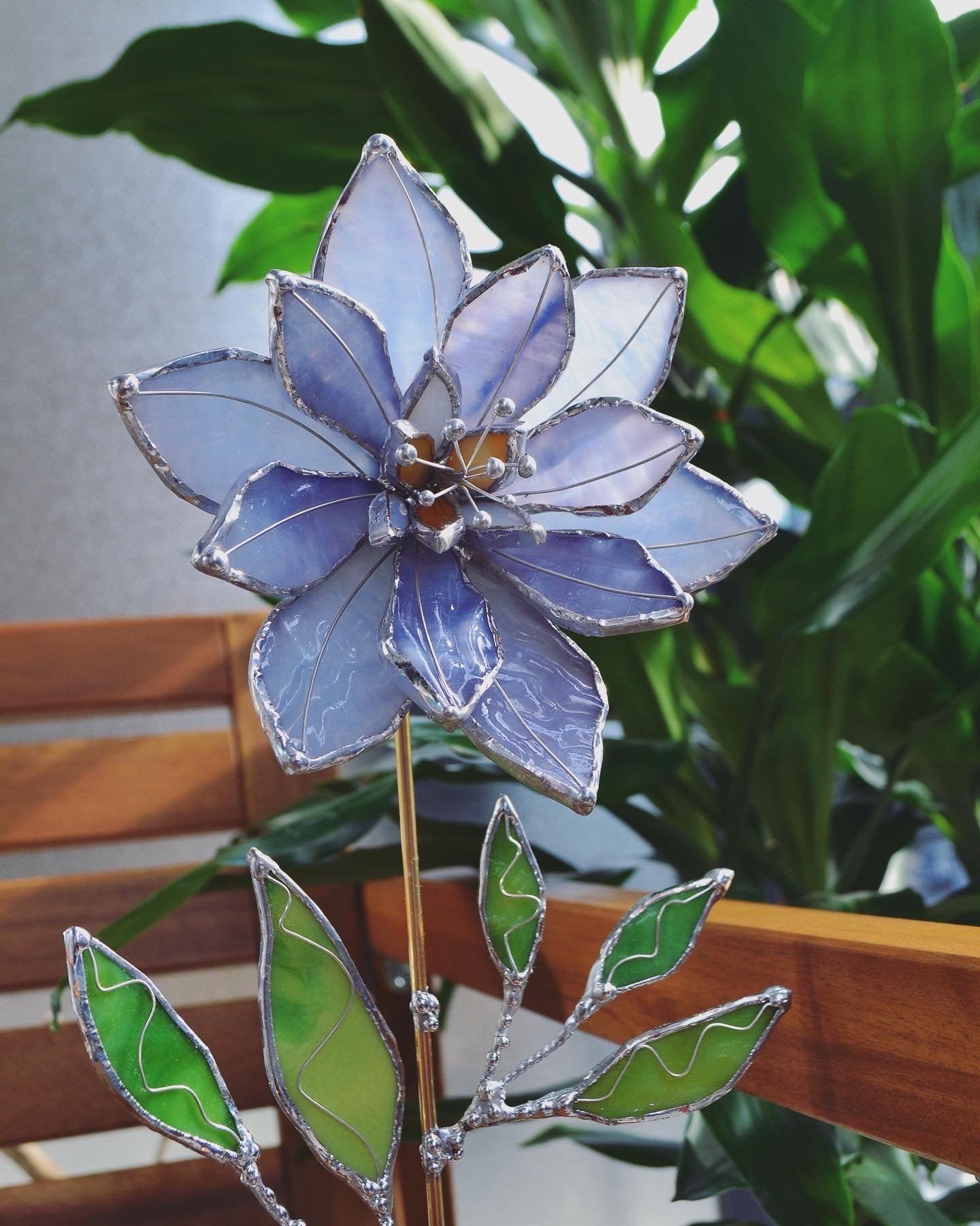 lily flower 3d Lily Flower in Pot Stained Glass 3D Handmade Art Home Decor