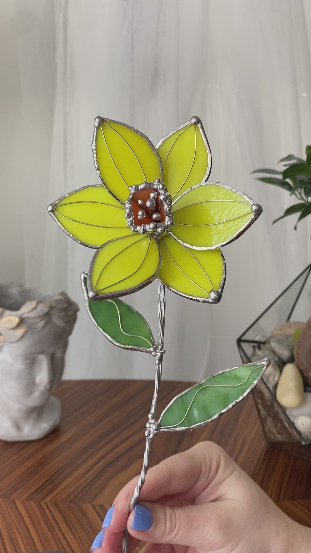 Ametyst Orchid Stained glass tropical flower 3D, Sun catcher